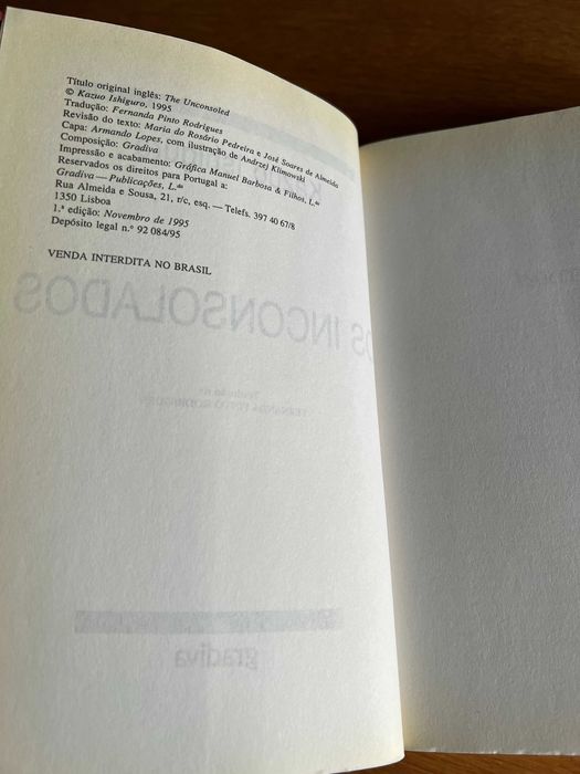 OS INCONSOLADOS     Kazuo Ishiguro    1ª edição