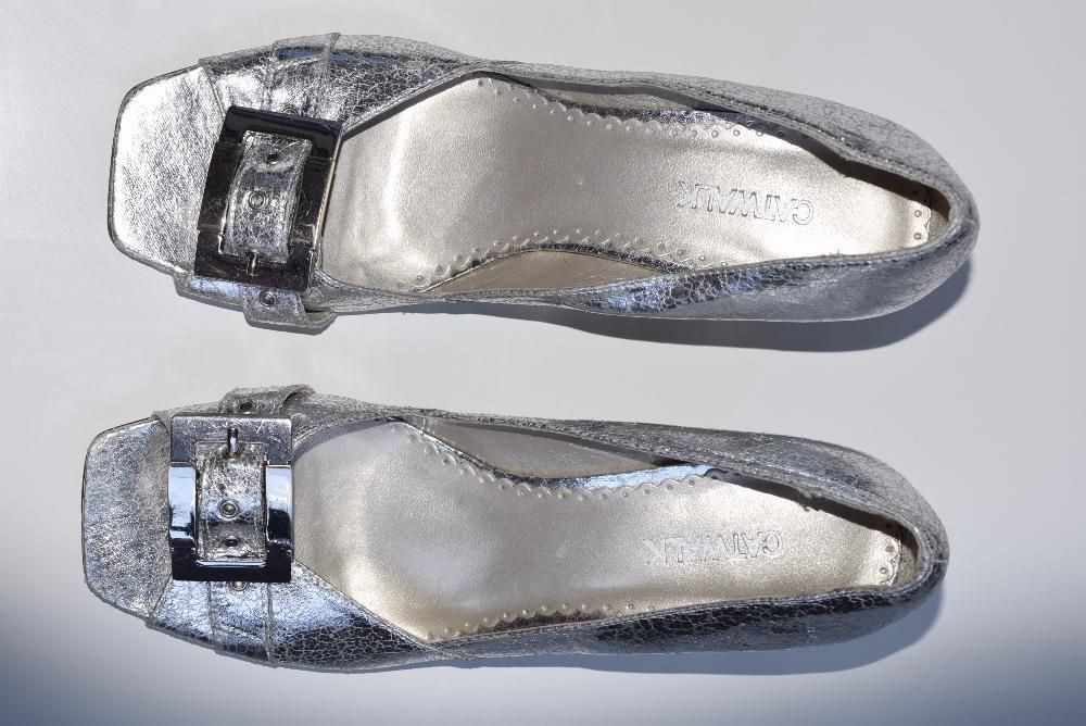 srebrne skórzane buty CATWALK roz.38