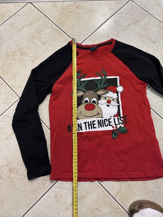 Spodnie bluzka mikolaj mikolajki swieta boze narodzenie 7/8 lat