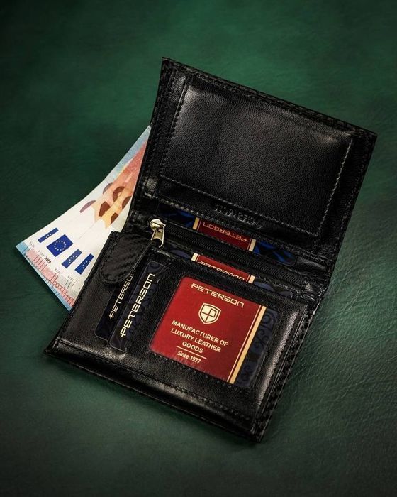 duży, skórzany portfel męski bez zapięcia - peterson