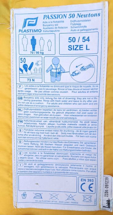 Colete salva vidas L Plastimo