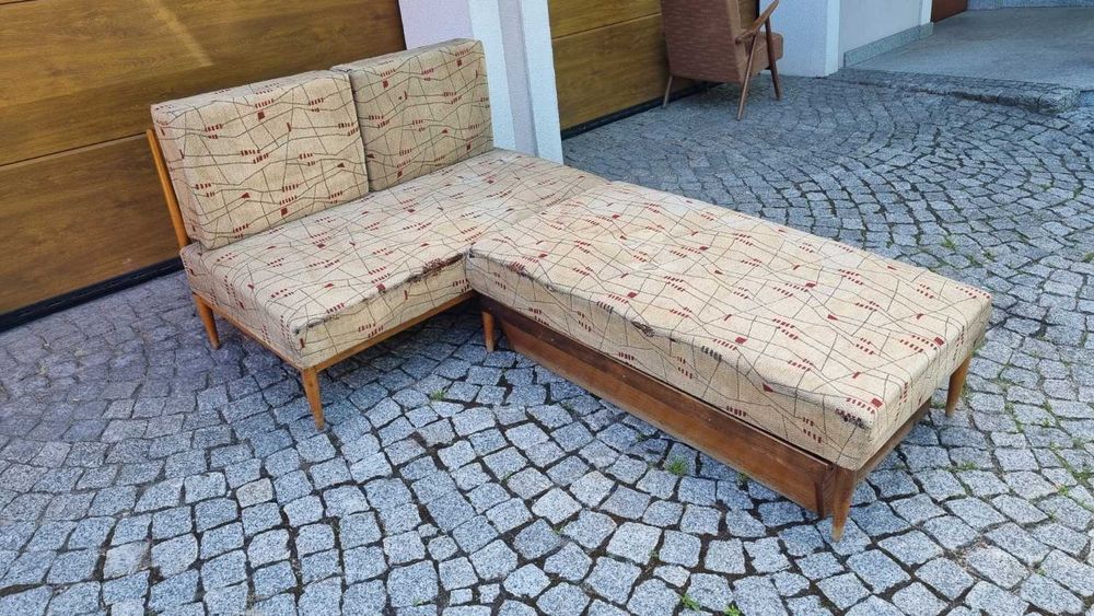 Sofa modułowa rogówka Design PRL lata 60 Polska do renowacji