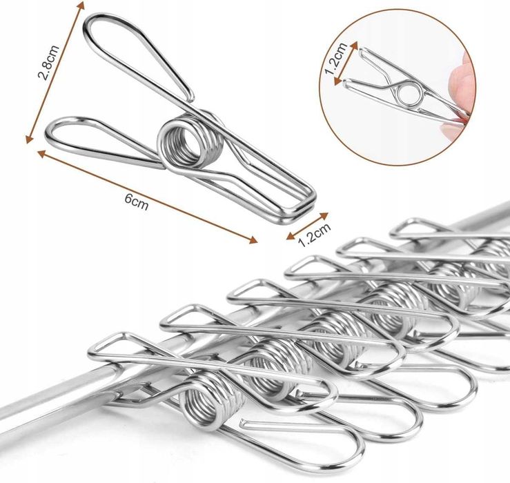 KA13 20 szt. klamerki metalowe stal nierdzewna SPINACZE DO UBRAŃ