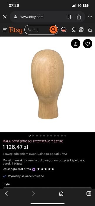 Pogłowie bukowe , Głowa z drewna litego , Art deco , Unikat