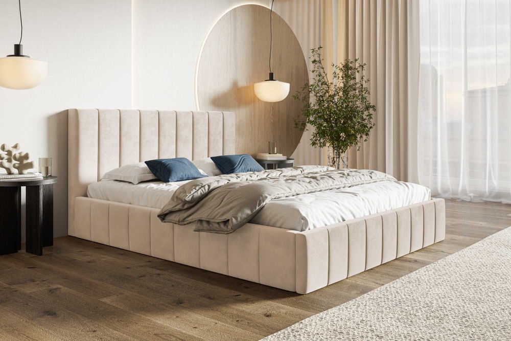 Łóżka Łóżko tapicerowane bed SANTOS 160x200 180x200 POJEMNIK