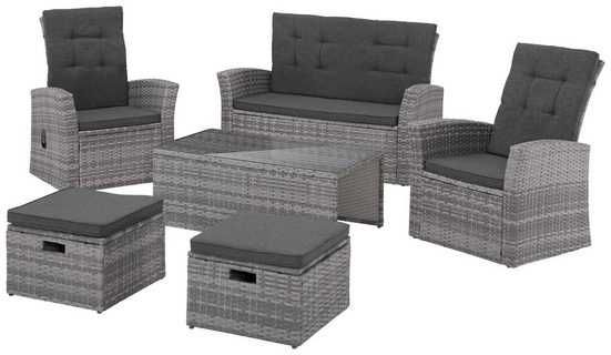 Zestaw mebli ogrodowych LYON sofa+2 fotele+2 pufy+ stolik+ poduchy