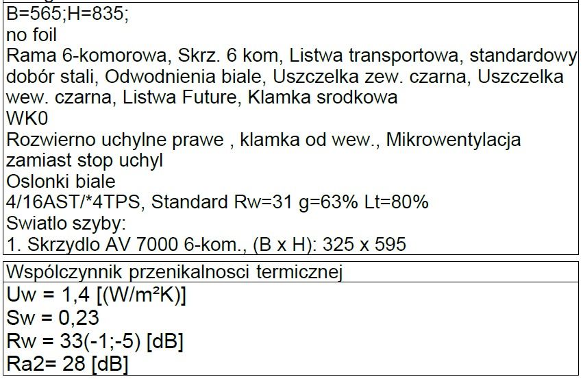 Okno PCV kol. biały wymiar szer. 565 x wys. 835 - ROZWIERNO - UCHYLNE