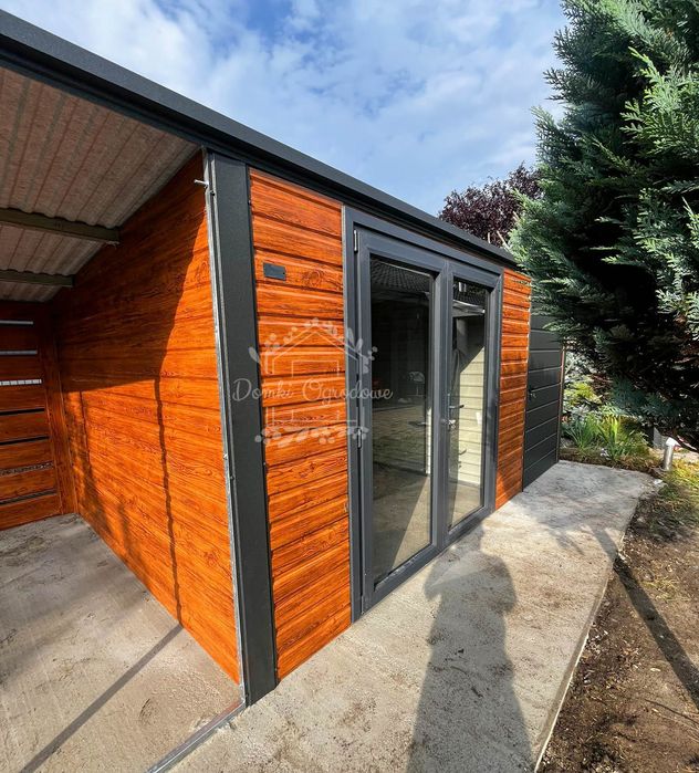 Schowek domek ogrodowy 4x3m drzwi szklane PCV  drewnopodobny  ID1135