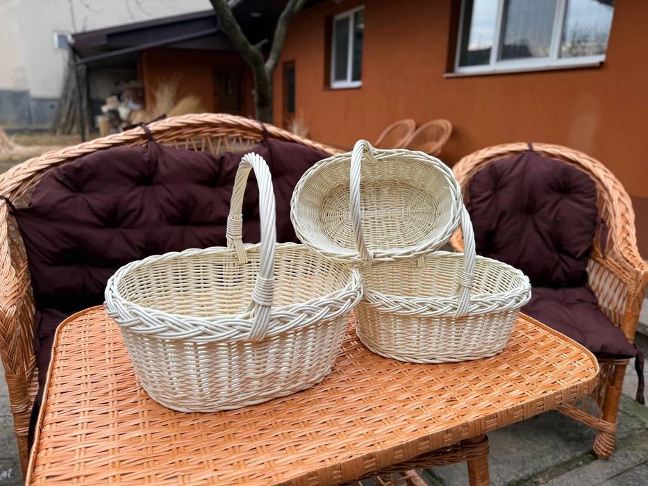 Набір кошиків Трійка 3 шт плетені з натуральної лози великодні кошики
