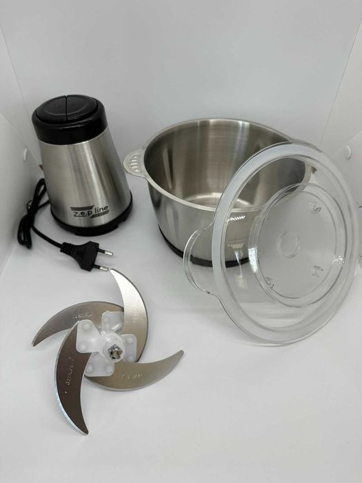 Кухонный измельчитель Zepline 1500 Вт с металлической чашей на 1.5 л