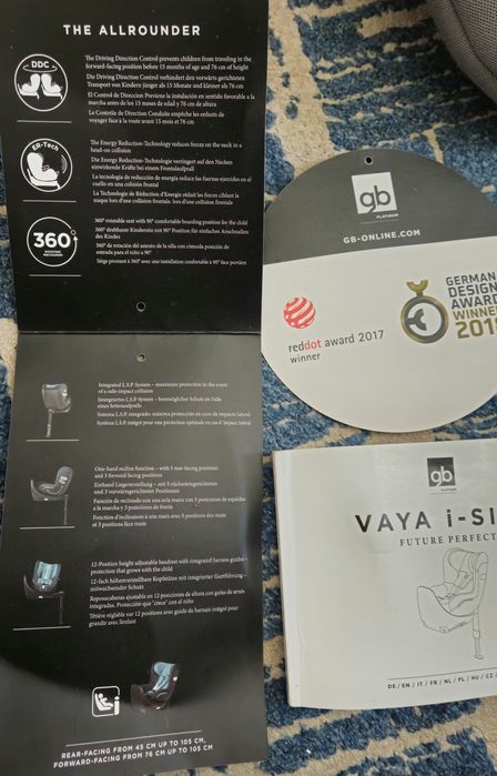 Cadeira Vaya plus i-size 45cm a 105cm, máximo 18kg. Dos 0 meses ao limite 105 cm ou 18kg.