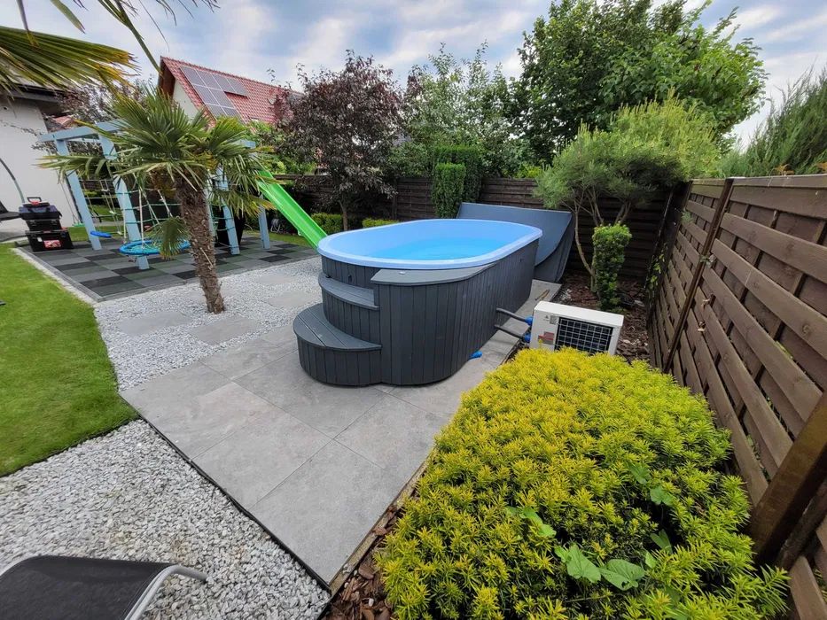 Nowoczesny basen z obudową - 4 sezonowy - podgrzewana woda - raty 0%