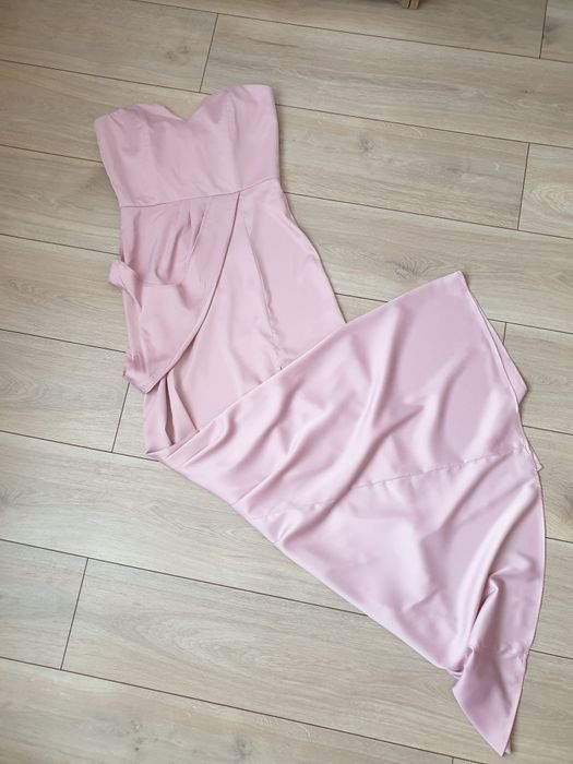 Missguided różowa długa sukienka, S, asymetryczna