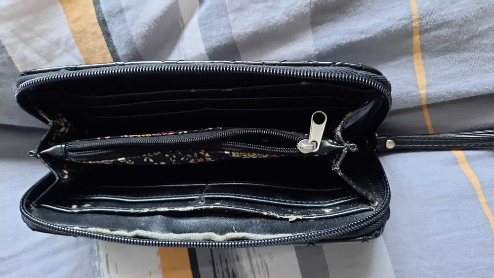 Portfel damski portfel lakierowany pikowana kratka