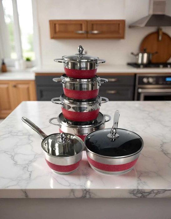 Набір посуди з нержавійки 12 предметів benson bn 294