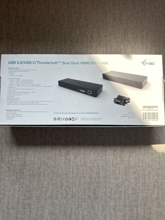 Stacja dokująca i-tec USB 3.0 / USB-C Dual Display Dock HDMI DVI + VGA