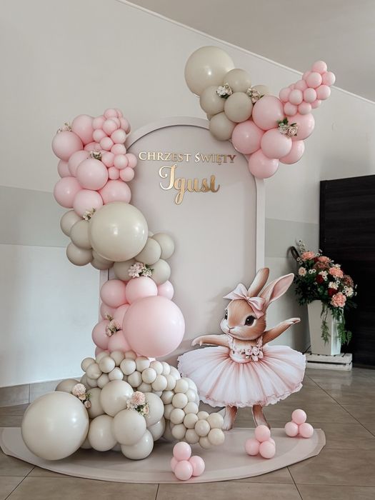 Ścianka balonowa na chrzciny, roczek, urodziny, 18, komunia święta