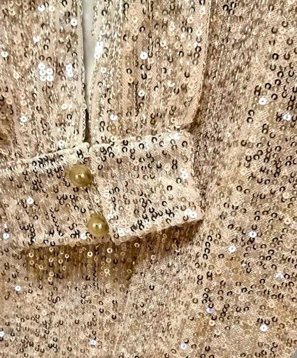 ZIBI London вечернее платье в пайетках миди золото с поясом, р. XL/2XL