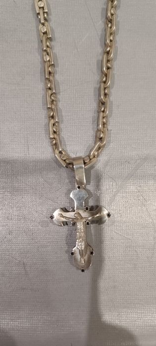 Серебряная цепочка с крестиком. 925 проба 129.35 грамм.