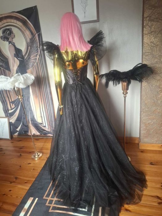 Zjawiskowa suknia na studniówkę Ortis Glamoure Black R36 Polski produc