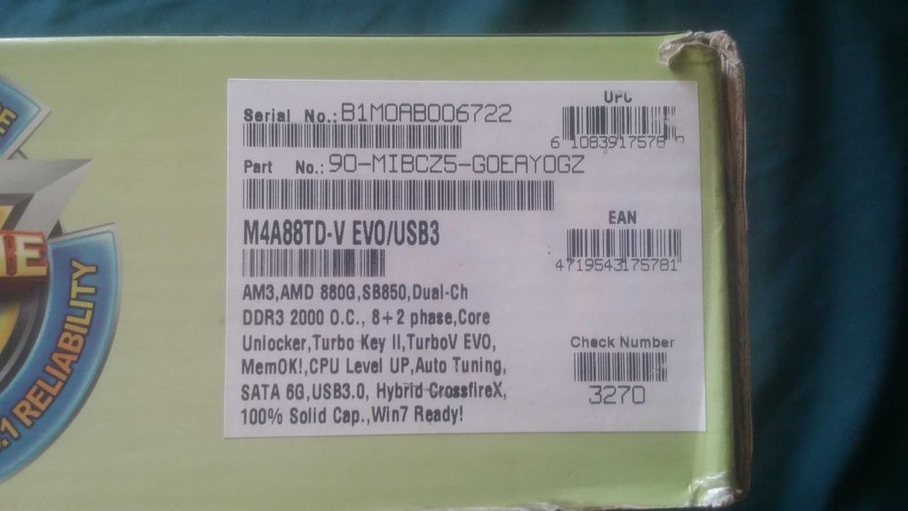 Материнская плата ASUS M4A88TD-V EVO/USB3 + 16 ГБ ОЗУ + Phenom X4 B25