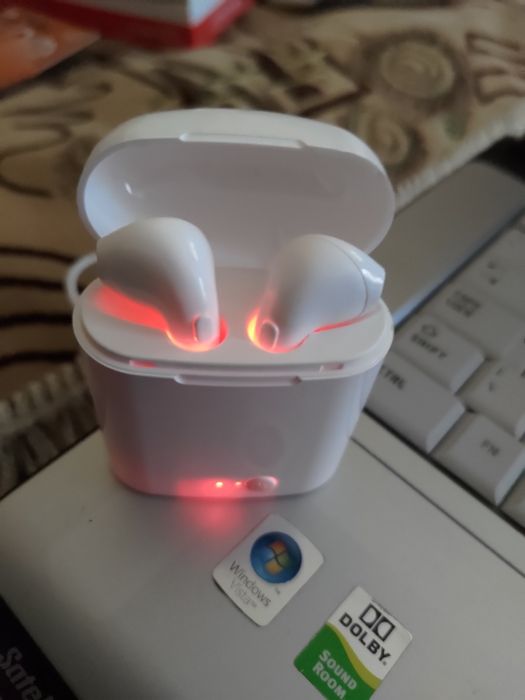 Безпровідні навушники headphones wireless pair white AirPods 1/2 білі