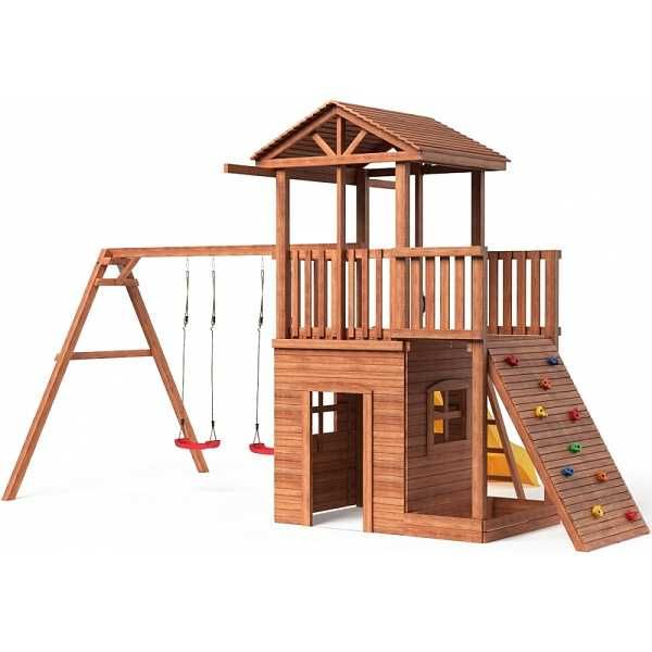 Дитячий ігровий майданчик-будиночок SportHouse-19 гірка і 2 гойдалки