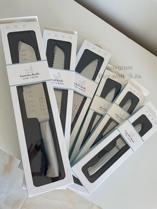 Ножі Smeg + підставка в повному пакуванні кольори в асортименті