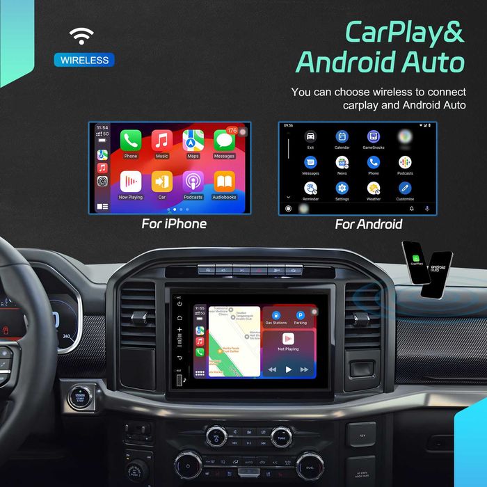 RÁDIO ANDROID 13 FORD F150 (4/64GB) 7" | Wireless CarPlay/Android Auto
