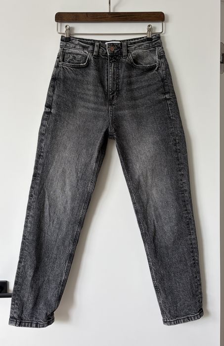 Reserved / jeansy grafitowe denim new mom fit / 34 XS