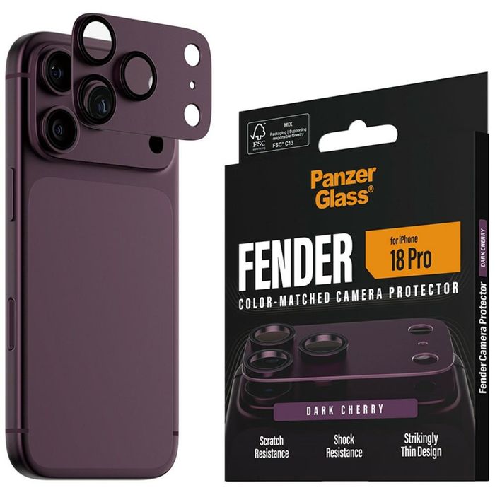 Szkło hartowane na obiektyw PanzerGlass  Fender Camera Protector do iPhone 18 Pro wiśniowy