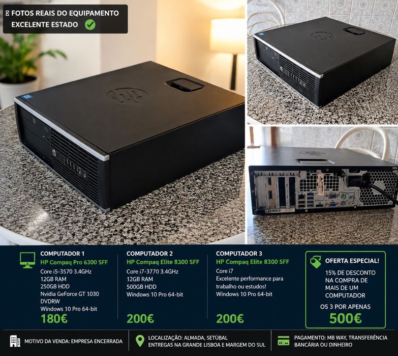 COMPUTADORES HP PROFISSIONAIS – Excelente Estado | Venda Individual ou em Lote