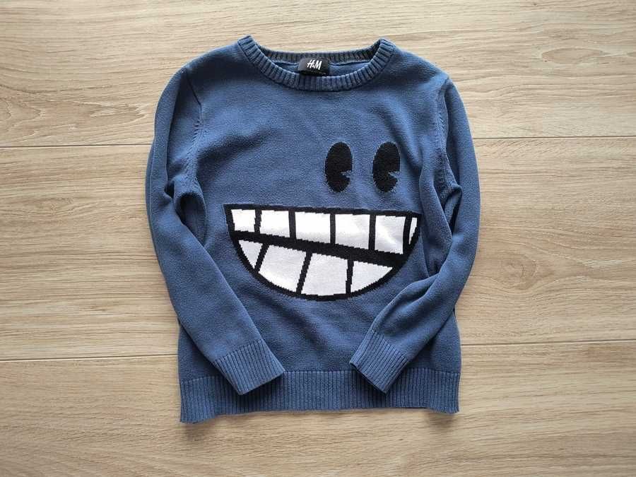 H&M * sweter granatowy minka emotka * 98/104