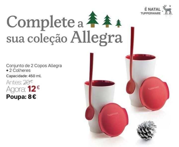 6 Copos Allegra C/Colher Tupperware Novo