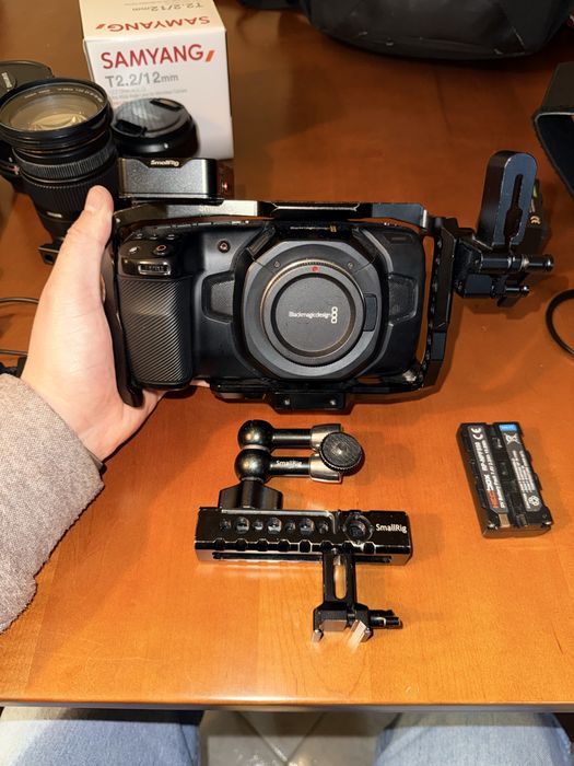 Blackmagic Pocket Cinema Camera 4K + Lentes + Rig + Crane 2S