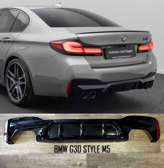 Накладка диффузор BMW 5 G30 губа заднего бампера