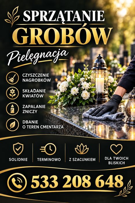Sprzątanie i mycie grobów,impregnacja,znicze,kwiaty. SZYBKO ,TANIO,SOLIDNIE