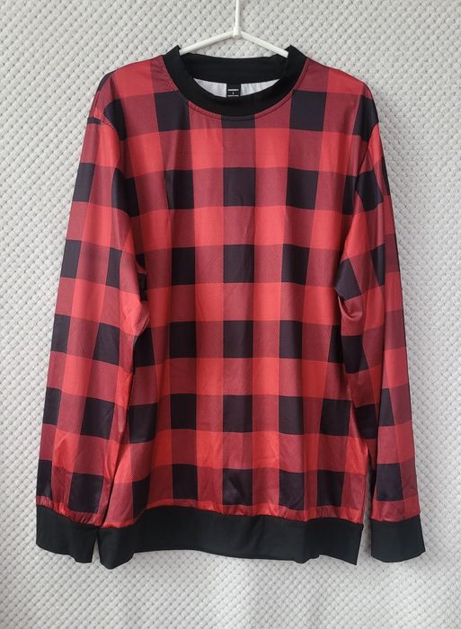 Nowa bluza damska z długimi rękawami print w kratę rozmiar 40 L