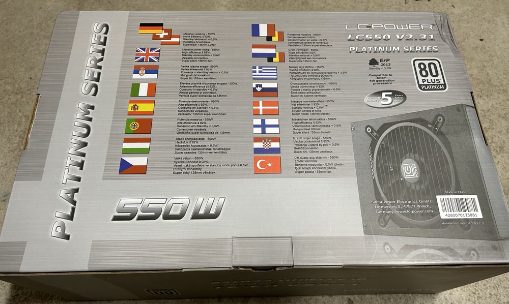 Zasilacz LC-POWER LC550 V2.3 (550 W; Aktywne; 135 mm) 80 Plus Platinum