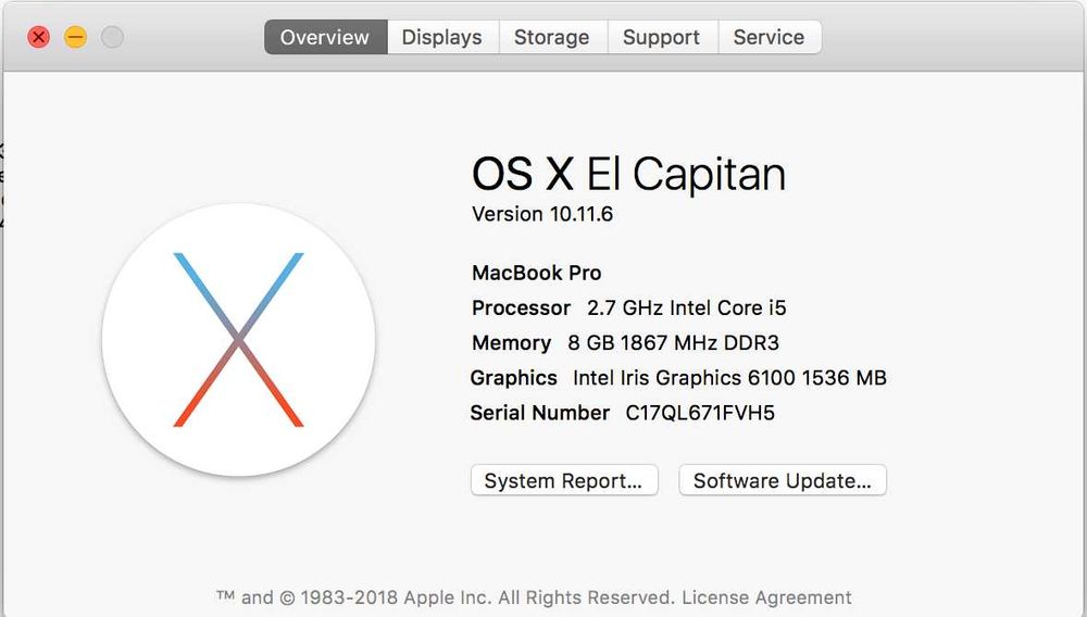 Macbook Pro 2015 MacBookPro12,1 i5 2.7, 8GB 1867MHz, Retina, 256GB SSD