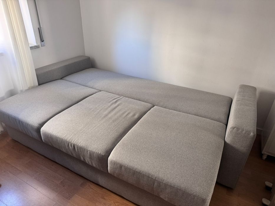 Sofá-cama cinza — NOVO