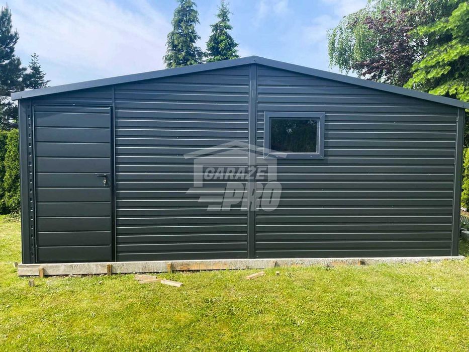 Domek Ogrodowy 5x4  antracyt  drzwi +2x okno Dach dwuspad GP75