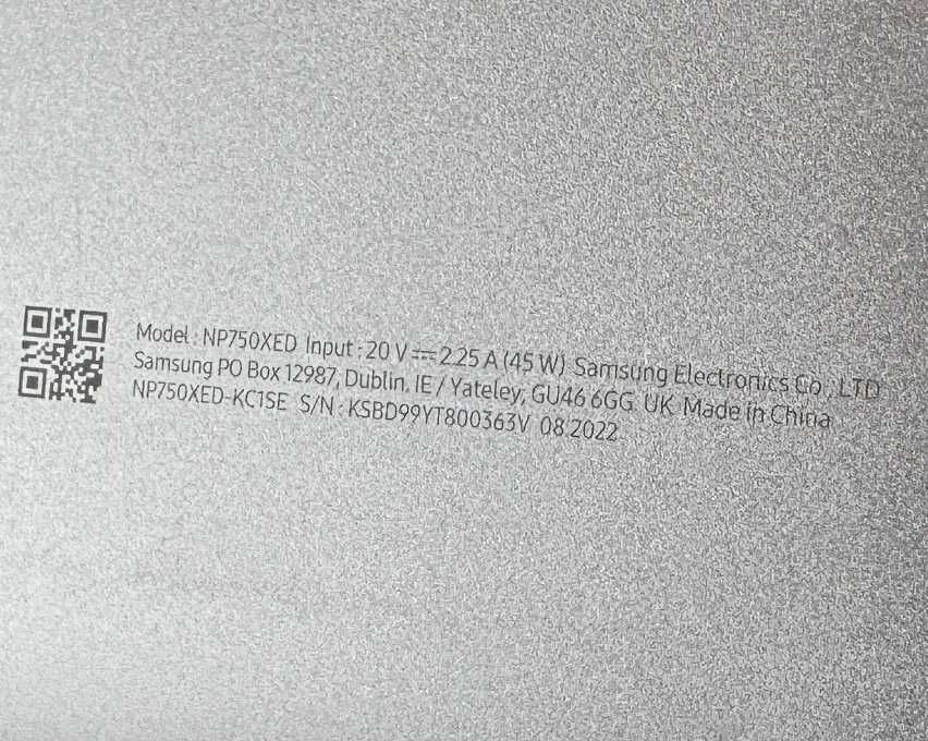 Samsung galaxy book 2 NP750XED i3-1215U/8GB нижня частина