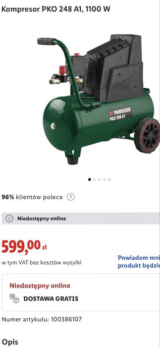 PARKSIDE® Kompresor PKO 248 A1 z kółkami, 24 l