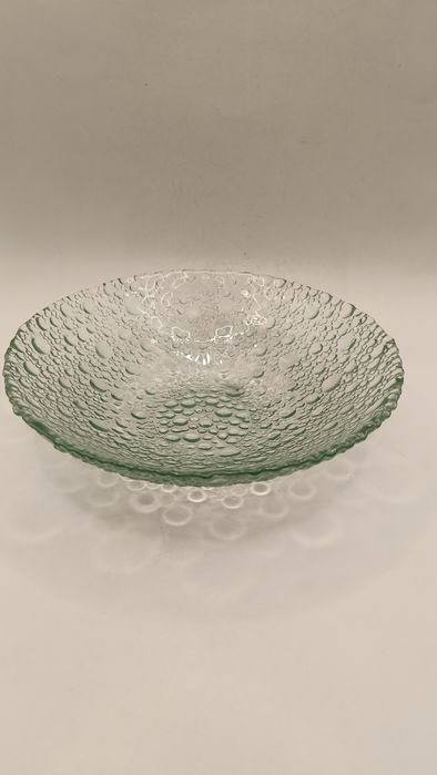 Szkło zielone misja owocarka salaterka krople rosy