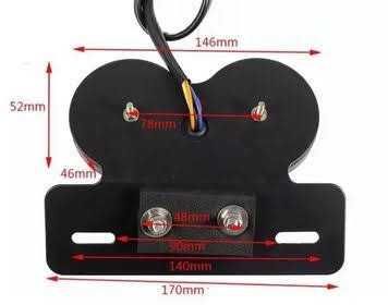 Suporte com Piscas/Luz Led Matrícula Moto Cafe Racer(3 Cores)