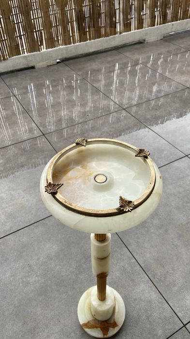 Stara mosiężna popielnica onyksowa popielniczka antyk, unikat, marmur,