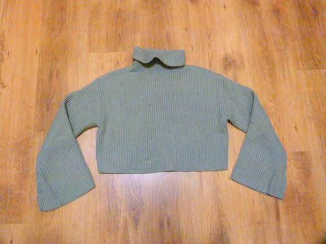 rozm 158 Shein sweter golf gruby pleciony krótki szerokie rękawy