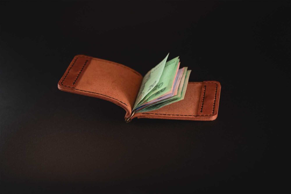 Зажим для грошей, гаманець - затиск, кошелек кожа