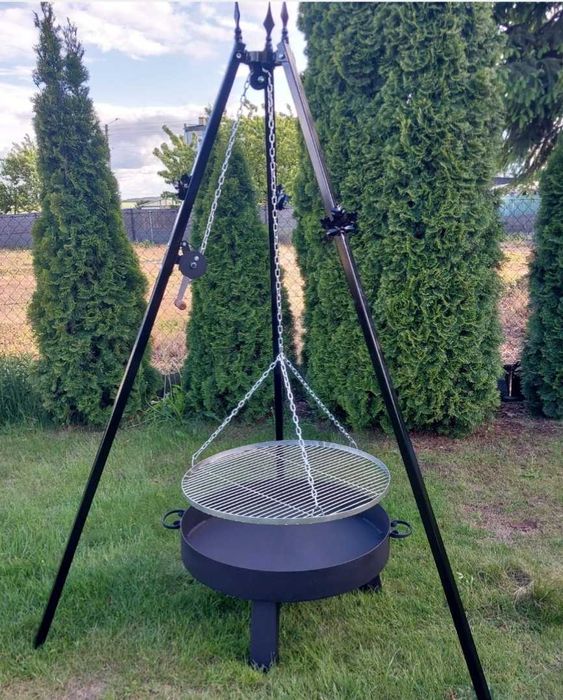 Grill,komplet 80 cm,ruszt kwasoodporny,trójnóg palenisko 4mm